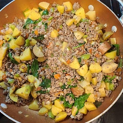 I really enjoyed making this dish. Adding a little beef bouillon boosted the flavor. This dish is a great dish to utilize when you need to use up those veggies that are close to their end. 