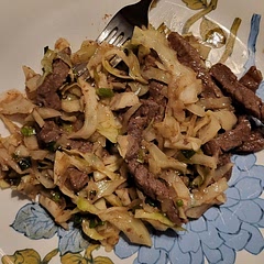 I made this with leftovers. We were really scraping the bottom of the barrel in terms of groceries.
Here were my omisions:
Omited carrots
Omited sesame oil
Omited siracha
Here were my substitutions:
I substituted soya sauce for Hoi Sin Sauce and I would do it again. It tastes delicious!