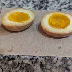 The yolk was the perfect jammy consistency. The outside browned to that recognizable coloring from the marinade. It tastes exactly like the eggs you would get in a traditional ramen!