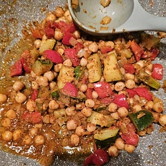 Very nice, but way too spicy for us, we should have just put a small amount  of scotch bonnet chilli. We cooled it down with some half far creme fraiche. Had with avocado, basil and a flat bread 