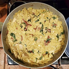 I added a bit more chicken broth to help the pasta cook. It also helps the sauce at the end 