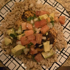 I measured with my heart, but the Avocado pico de gallo was yummy and the salmon was great! Big hit with the fam.