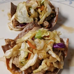 I forgot the toppings and over cooked the wonton cups, but they were very tasty. Only cook the wontons for 7 minutes and use the muffin tins to make Taco shaped shells instead of cups. 8/10