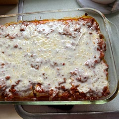 Because we love cheese, we put a lot more on the top.