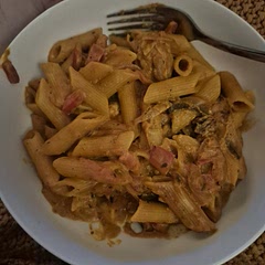 Added chicken, capsicum, mushrooms, garlic, and chopped tomatoes to make it go further. Used smoked paprika and oregano as seasoning.