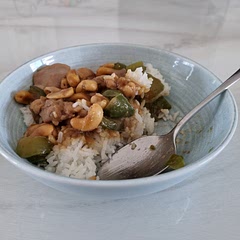Really straight forward recipe, but great results. The cashews pair with the moist chicken beautifully. Definitely will make again.