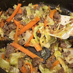 Always delicious.  I dont use pre-shredded cabbage, and i add in some egg whites for extra protein!