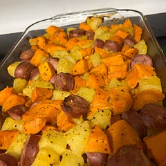It was pretty good but next time I would’ve done just sweet potatoes and the sausage without apple