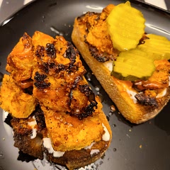 That tofu is delicious! Maybe have it in a Dave's bread burger instead of crispy sourdough (which I usually have for breakfast with avocado)