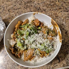 Really enjoyed this.  Served on rice,  a nice warm comfort food on a cold night. 
