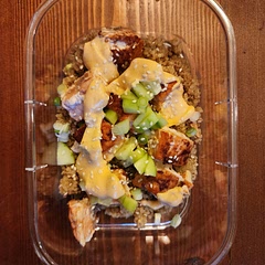 Sorry about the picture, this is the leftover meal! This is a very good recipe and the profile reminded us of sushi in a bowl. Very balanced and fresh. I doubled the bang bang sauce and it was perfect for our meal. 