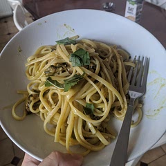 Made for 4. It feels indulgent and rich because it is. I did put in a whole 180g of Podano because I bought it for the recipe and didn't want it to go to waste. I just feel a little unhealthy eating it. Fried, then butter and then cheese. A lot of saturated fats. I am all for making the vegetables stand out but it was a bit bland. I wouldn't make the exact same recipe again.  Next time I would change it up:
1. Remove the cheese and remove the butter
2. Add cracked black pepper 
3. Add way more basil to the courgettes
4. Roast the courgettes (ideally)
5. For creaminess add some vegan cream 
Voila!