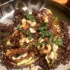 I had no idea how well a spicy peanut butter sauce goes with cabbage! It’s very easy to make and my friends all loved it.
