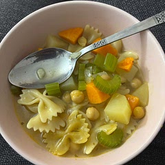 Added pasta noodles with about 8 minutes left. Also added in some shredded chicken on day 2.