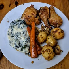 Cooked the potatoes and chicken in the air fryer. Worked a treat!