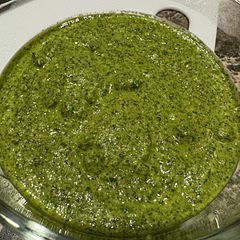 Really liked this! Made the full recipe. I didn’t add any water as I thought the consistency was good/the basil was still a bit wet from washing. Will definitely make again!