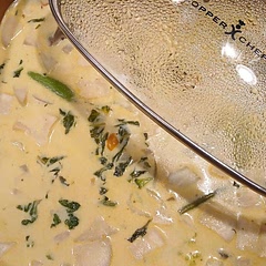 Great flavors. Not a "traditional" Tom Kha however, it is a wonderful base to build on. I left the thai peppers out and offered dried ones to customize to an individual level. Served over sweet potato noodles.