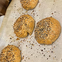 These were okay would not make again I made with regular flour I did not have bread flour. I also had used instant yeast not sure if that made it taste weird. Next time I would use a different  recipe I did not let it sit overnight