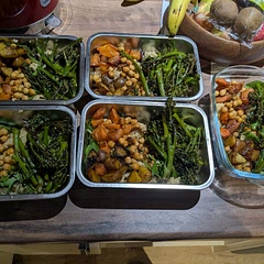 Subbed squash for carrots (because veg box) & beetroot is golden so not as rainbow. Used ready made hummus to cut down the prep a bit. Tasty!