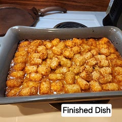 This was husband approved!!!  My hubby loves tater tots and then putting this recipe together he was on fire with it. He had three servings!!!  So it's a really great dish very easy to do & and we'll make really great leftovers. 