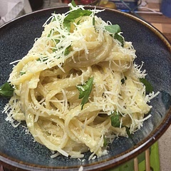 Added lots of black pepper and freshly grated parmesan cheese, it did a good job of cutting the lemon flavor. Added about 1/4 cup of pasta water to thin it out a bit. 