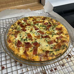 At this point I’ve made a lot of quiche, this one doesn’t quite hit the same as a few others I’ve made. A crust definitely added a a different dimension (texture) that’s lacking here. 

Will likely try again with less cheese and a different custard mixture/ratio.