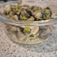 Die Knöpfe schmecken ziemlich nach Hafer, mit dem Pilzeragout aber sehr lecker