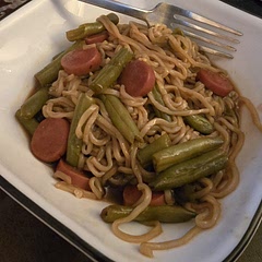 Added hotdogs, green beans, honey instead of sugar (recommended by someone 