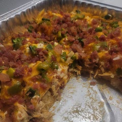 If you make it as directed, it's definitely a dip. I added 2 cups of cooked rice to the bottom, then the chicken, then I seasoned the cream cheese mixture and added that. I diced my jalapeños as well.