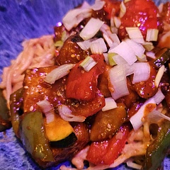 Really tasty: the two different sauces work very well together. I added someme veg to pad out the tofu and we really enjoyed it. 