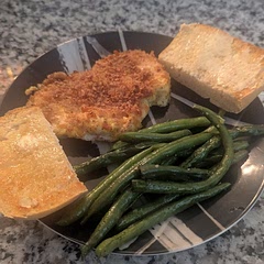 This has become a regular in my house. The chicken has a nice and crispy crust but still so juicy. Green beans are great with it. I added some bread as well.
