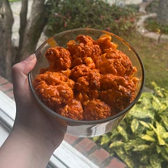 Delicious! I baked them coated in buffalo sauce so they’d stay a little moist since I like my cauliflower and broccoli soft, them brushed ‘em with it some more after, amazing!