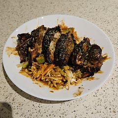 Used chilli garlic paste instead of chilli oil. Sliced chicken (breast) to cook quicker. Delicious!