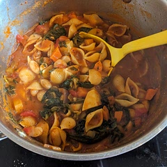 I would add more broth and/or half the chilli. Very filling and tasty.