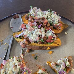 Used a food processor to make things easier for the topping and it worked good. Really unexpected, this is different but delicious 