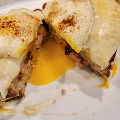 So yummy. I used Canadian back bacon and added an egg on top.