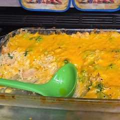 Great, but season to your taste! May need more chicken broth for rice, I sautéed my onions in the chicken pan after cooking chicken and I had no issue with too crunchy or overpowering onions in the casserole, as other comments suggested. 