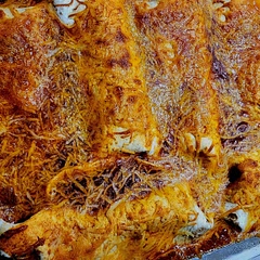 These enchiladas turned out amazing! And super simple, I did add chopped onion and jalapeno and a tiny bit of cheese to mine. 