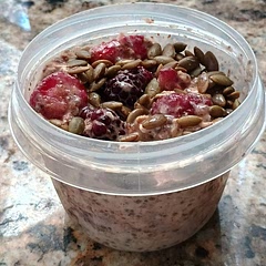 It's a good base but it is very bland even with added berries and seasoning. To give it flavor, I added a little syrup, cinnamon, nutmeg and some mixed berries. I also topped it with some flaxseed and pepitas for added fiber, protein and texture. 