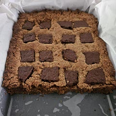 Used Old Gold Cherry ripe chocolate. Had to add some water to mix, meant slightly on the crumbly side. Delicious though!