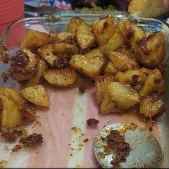 Dude. These were fought over. I did have to roast at 450 instead of 400, as I prefer extra crispy potatoes, and I caramelized half a yellow onion to add to the honey glaze. Added a bit of cayenne to the potatoes for a little kick, too! 100% will be making again. The PERFECT combination of sweet, salty, and spicy.