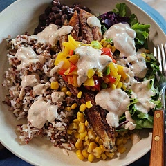 I made this a a bowl and added rice, corn, and black beans. Used Spanish Mackerel. Sooo good!