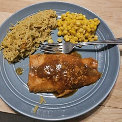 Made on stovetop. Cooked in sauce on medium-high heat.
Very flavorful!