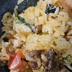 Added zucchini, cilantro and doubled the rice. Used coconut oil in rice...