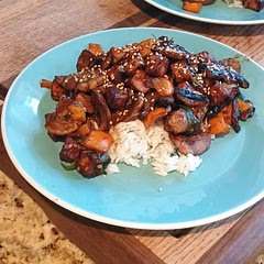 I didn't have baked or smoked tofu so I just cooked some in my air fryer.  10/10