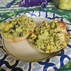 We served it on toasted bagels, also added red peppers, black olives, and tomatoes. It was delicious.