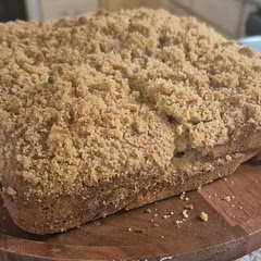 I made it for my mom, Happy Mother's Day! And she loved it, she isn't much of a sweet tooth so instead of that glaze on top I just used the crumble. It was so good, and I would recommend trying. Tastes like those muffins at Costco if anyone has had them.