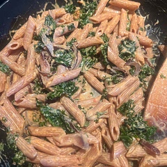 i used sainsburys red lentil pasta and red pesto for mine was delicous probably nicer warm fresh than reheated or cold