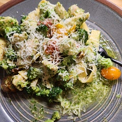 So yummy and flavorful and easy to make.  Even make my own basil pesto and added some noodles