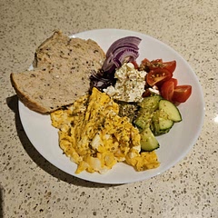 Used slices of a mixed grain roll instead of sourdough. Quick and easy. Could maybe do with a Greek dressing, bit was fine without. Delicious!